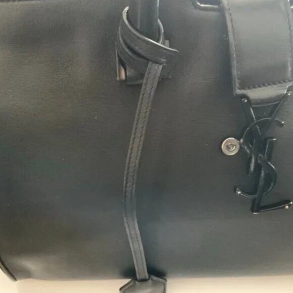 YVES SAINT LAURENT CALFSKIN MONOGRAM CABAS DOWNTOWN BLACK ON BLACK - Picture 5 of 15